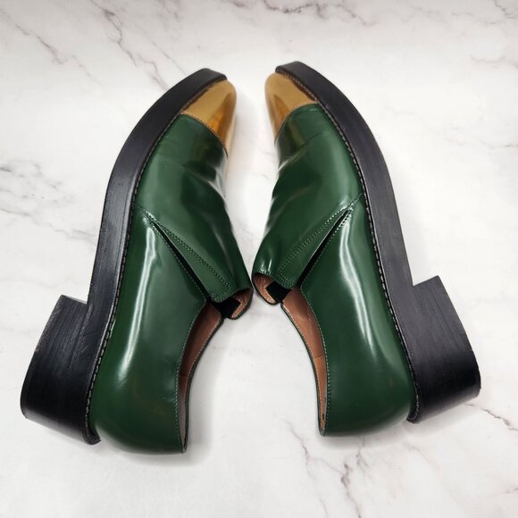 Marni Green Leather Flats with Gold Accents - Picture 6 of 10
